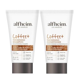 Alfheim Travel Size Hair Care Set – Coffee, Argan Oil, Rosemary & Lavender Shampoo and Conditioner – Nourishing & Refreshing Formula for All Hair Types, 1.18 oz Each