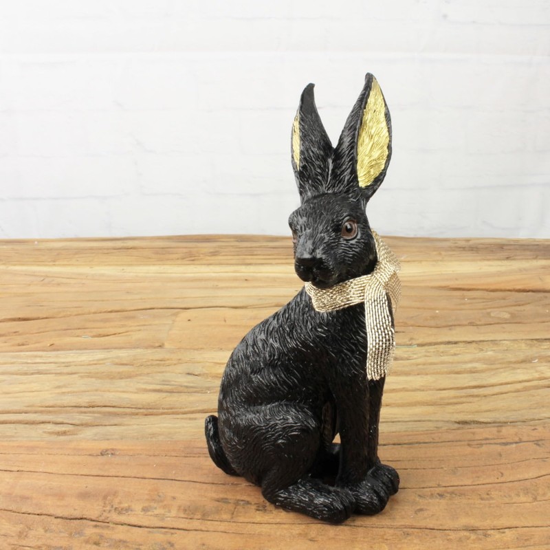 Macosa EX262058 Easter Bunny Black Gold Polyresin 28 cm Decorative