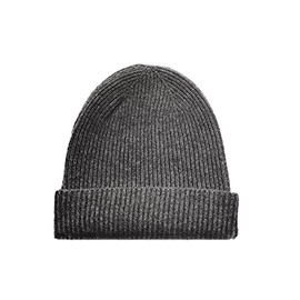 iMongol Pure Cashmere Fisherman Ribbed Beanie Hat Skull Cap for Women Men Unisex in 3ply Yarns, Made by Prime Cashmere Yarns, Darkgrey, Medium