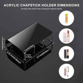 Likesing Car Chapstick Holder, Acrylic Black Car Chap Upright Lip Balm Holder for Interior Car, Work Computer Side Lipstick Organizer Case Accessories Mount for Women Auto Vehicle SUV 3 Dividers