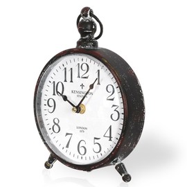 BITALYE Small Vintage Metal Desk Clock,Retro Desk and Shelf Clock,Antique Black Decorative Mantel Table Clock for Living Room,Shelf Decoration,Desktop,Farmhouse(Antique Black:16.4x22.8cm)