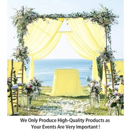 ShinyBeauty Chiffon Backdrop Curtain 10FT Yellow Sheer Curtains 2 Panels 29x120-Inch Semi-Sheer Rod Pocket Curtains Chiffon Backdrop for Parties Tulle Backdrop Chiffon Fabric Drapes Wedding Arch