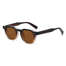 Gleyemor Fashion Square Sunglasses for Men Women Trendy Retro Sunglasses UV400 Protection Shades (Gradient Brown/Brown)