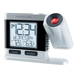 La Crosse Technology 2.5 in. Silver Atomic Projection Alarm Clock LCD Plug-in