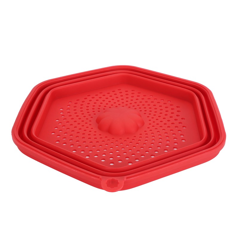 Red Silicone Microwave Splatter Cover with Handle Collapsible Microwave Food