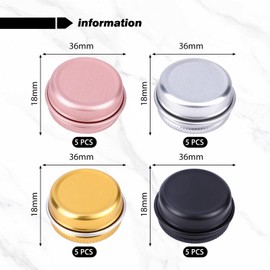 Pack of 20 Mini Aluminium Boxes, Round Metal Boxes, Cosmetic Packaging Boxes, Travel Accessories, Storage Boxes for Small Items