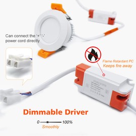 2 Inch LED Downlight, Recessed Lighting Dimmable Ceiling Light, 3W, 3000K Warm White, CRI80 with LED Driver(35W Halogen Equivalent), 1 Pack