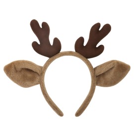 ODOCARE Plush Reindeer Antler Headband for Men and Women, Cute Christmas Deer Ear Costume Head Accessories for Kids(dark brown)