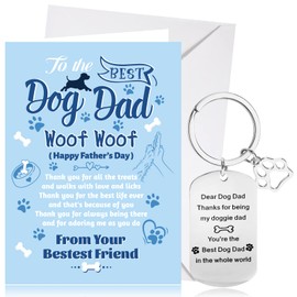 HOWAF Fathers Day Card from The Dog, Happy Father's Day Card & Keyring, Gifts for Fathers Day from Dog
