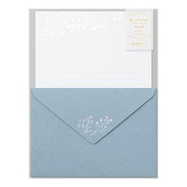 Midori 86508006 - Juego de letras de sobres estampados, patrón de hierba neblina