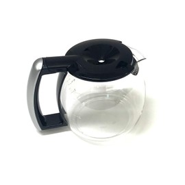 Glass Carafe Pot Black & Stainless Steel - Ten Cup Size - Compatible with Delonghi Model Numbers CC80, CC100B, BCO90