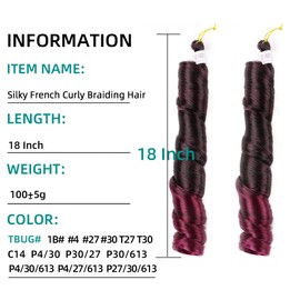 Mtmei hair French Curly Braiding Hair for Box Braids 8 Packs 18 Inch 100G/Pack Loose Wave Braiding Hair Crochet Spanish Curly Spiral Curl Synthetic Hair Extensions for Women TBUG (18 Inch,8 Packs)