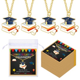 Remuuly 24 Pack Graduation Necklaces Gifts Bulk for Students Her Bachelor Hat Pendant Necklace Graduation Diploma Necklace Class of 2025 Adjustable Grad Necklaces Bulk