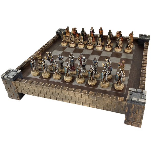 HPL Skeleton Slayer Fantasy Skull Chess Set w/ 17" Castle Fortress Board