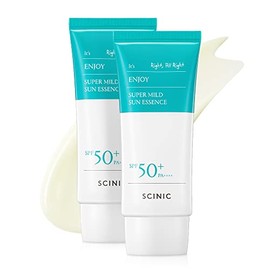 SCINIC Enjoy Super Mild Sun Essence 2 Set SPF50+ PA++++ 1.69 fl oz (50ml) | Una esencia solar hidratante ligera que no deja sensación pegajosa | Cuida