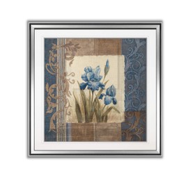 Renditions Gallery Blue Iris Scroll Abstract Floral Canvas Wall Art Framed Fine Giclee Prints Modern Home Decor Landscape Painting