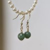Unbranded 14K Gold Natural Green Jade Round Hoop Dangle Earrings