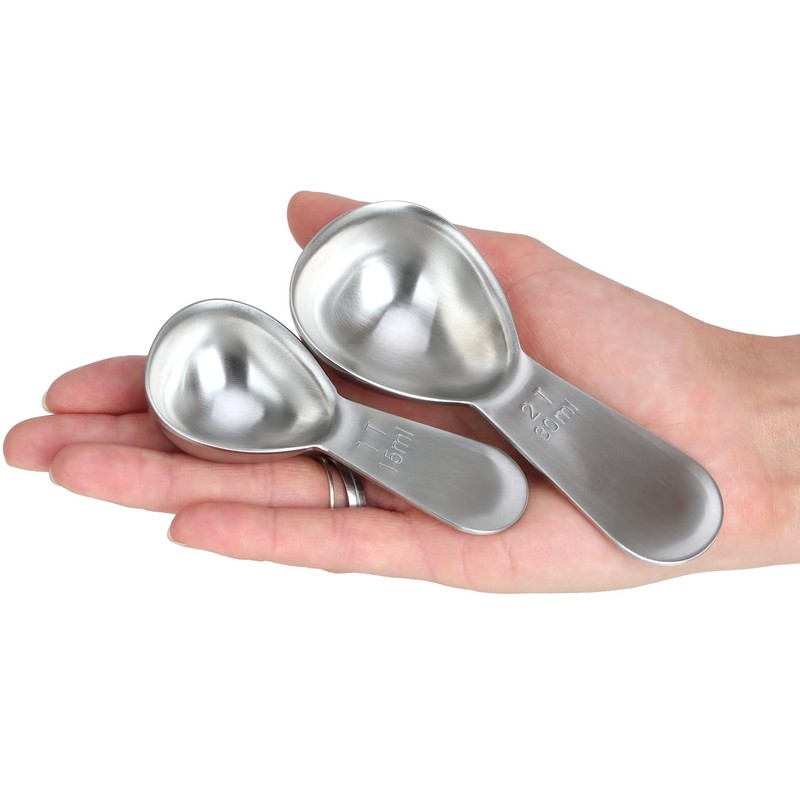 COM-FOUR® 2 x Coffee Scoops Made of Stainless Steel -