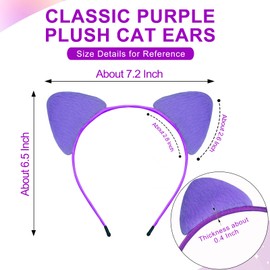 TUTKIMUS 2 Pack Purple Cat Ears Headband, Soft Furry Cat Ear for Women Boys & Girls, Cosplay Party Role Play Cats Costume Accessories