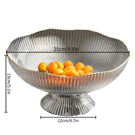 HAOHIZE Plastic Footed Fruit Plate, Decorative Pedestal Bowl with Draining Hole Detachable Base Household Living Room Coffee Table Fruit Candy Snack Display Plate (Gray)