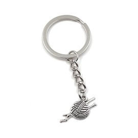 Onwomania - "Wool Yarn Knitting Keyring - Metal Lucky Charm Ideal as a Gift e.g. for a Best Friend, Best Friend, Mum - For Men, Women & Children, silver, Unit size