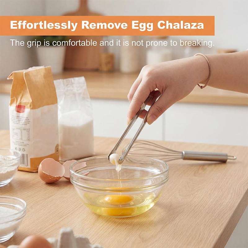 2 PCS Egg Chalaza Removal Tool, Stainless Steel Eggshell Fragment