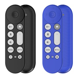 [2 Pack] AGENTNANO for Google TV Streamer 4K Silicone Remote Case Cover, Google TV Remote Control Protective Sleeve for Google TV Streamer 4K Controller with Lanyard|Anti Slip/Shock Proof(Black+Blue)