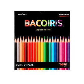 Baco  Bacoiris Lpices de Colores Largos Redondos con Punta 3.3mm - Caja con 24 Colores                                                                