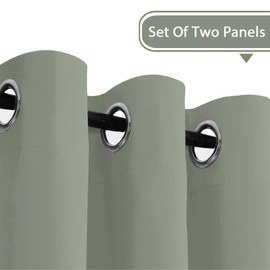 H.VERSAILTEX Room Darkening Curtains for Living Room Light Reducing Thermal Insulated Window Treatment Panels/Drapes Grommet Top 2 Panels Sea Grass - 52 x 84 Inches