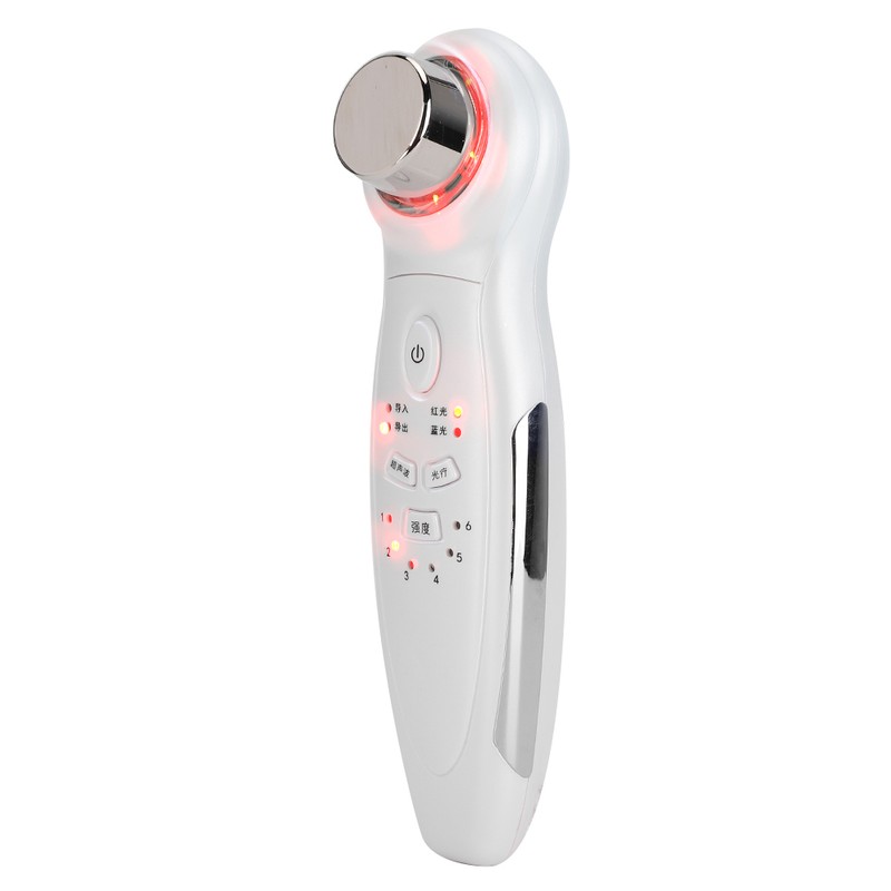 Ultrasonic Handheld Red Blue Light Vibration Anti Aging Facial Soothing