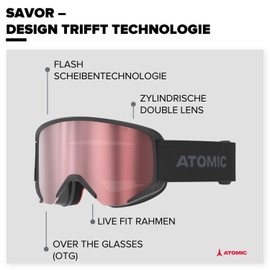 ATOMIC Savor for Adults - Black - Comfortable Live Fit Frame - Clear View Thanks to Flash Lens Technology - Over The Glasses Compatible for Glasses Wearers