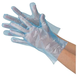 Kawanishi Kogyo #2016 Polyethylene Gloves, Kata-Embossed, 100 Pieces, Blue, S