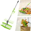 2-in-1 Leaf Grabber Rake, Back Saving Leaf Collector Tool with
