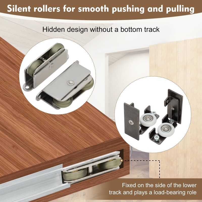 38" Concealed Sliding Barn Door Hardware Kit with Soft-Close Mechanism
