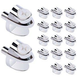 Qrity Pack of 16 Glass Clamps, Glass Shelf Brackets, Clips with Pin, Zinc Alloy Glass Shelf, Glass Shelf Bracket for 3-8 mm Thick Glass