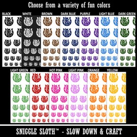 Horse in Horseshoe Temporary Tattoo Water Resistant Fake Body Art Set Collection - Red (One Sheet)