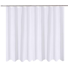 N&Y HOME Extra Wide Shower Curtain Liner Fabric 108 x 72 inches, Hotel Quality, Machine Washable, Water Repellent, White Spa Bathroom Curtains with Grommets, 108x72