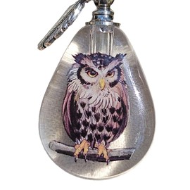 Horned Owl Feather Cremation Jewelry Necklace for Ashes Urn Bottle Sympathy Gifts for Women Customize Chain 925 Sterling Silver Silver/Black/Rainbow Stainless Steel