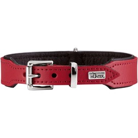 Hunter Basic Dog Collar With Coated Split Leather and Faux Leather, Simple, Robust and Weather-Resistant, red