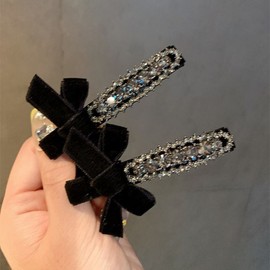 Imported Hair Accessory Materials / Imitation Diamond Butterfly Edge Hairpin (CD159 Free Size) [Black] 200ea