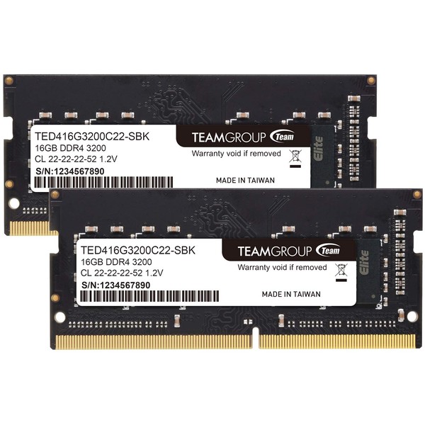 Team SO-DIMM DDR4 3200MHz PC4-25600 Laptop Memory 16GB x 2