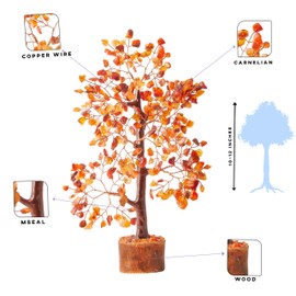 Carnelian Tree - Bonsai Tree Sculpture - Crystal Tree of Life - Feng Shui Tree - Crystals and Stones - Unique Home Decor - Meditation Decor - Good Fortune Gifts
