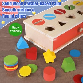 Lasoba Wooden Color Shape Sorting Matching Toys, Shape Sorters for Toddlers, Fine Motor Skills Early Learning Montessori Toys, Gift for 3 4 5 6 Year Old Boy Girl Kid Gifts