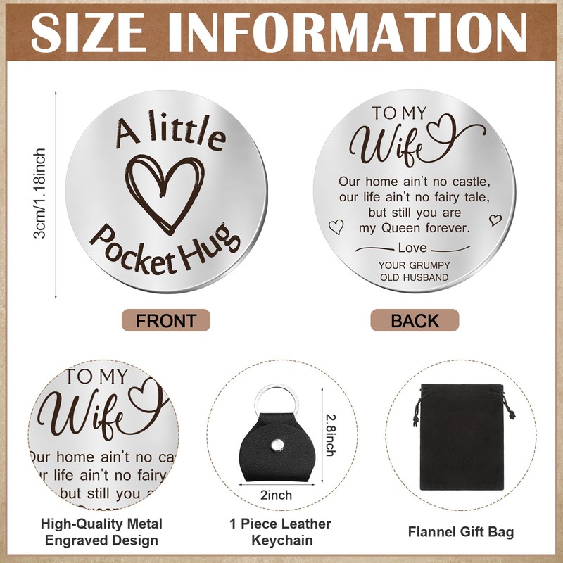 Sureio Pocket Hug Token Gifts for Men Boyfriend Girlfriend Inspirational