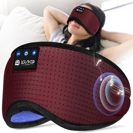 LOVE EYE Sleep Mask with Bluetooth Headphones, 100% Blackout Eye Mask, 6A Ice Silk, Ultra Soft Breathable, Detachable Speakers, Zero Pressure Design, Washable Side Sleepers Travel, Breathable Red