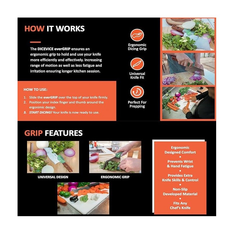 DICEVICE EverGrip Ergonomic Grip for Chef Knife & Kitchen Knives