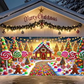 Nuxovilar Christmas Garage Door Cover Hanging Banner Decorations Extra Large Backdrop Xmas Cover Holiday Party Supplies Home Wall For Home Skins Murals Outdoor/Indoor Polyester (Type D,6 X 13 Foot)