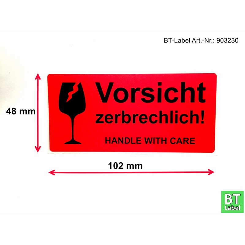 BT-Label 250 warning stickers fragile