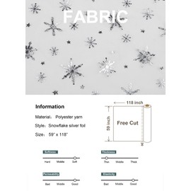 SUJAYU Sheer Fabric, Snowflake Silver Foil Organza Fabric, Snowflake Tablecloth Birthday Party Supplies Party Decorations, Christmas Tree Skirt Christmas Decorations Clearance (59" x 118", White)