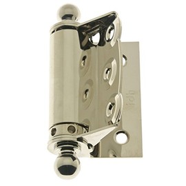 IDHBA 80320-014 Professional Grade Quality Solid Brass Half Surface Adjustable Spring Screen Door Hinges with Ball Finials (Pair), Bright Nickel